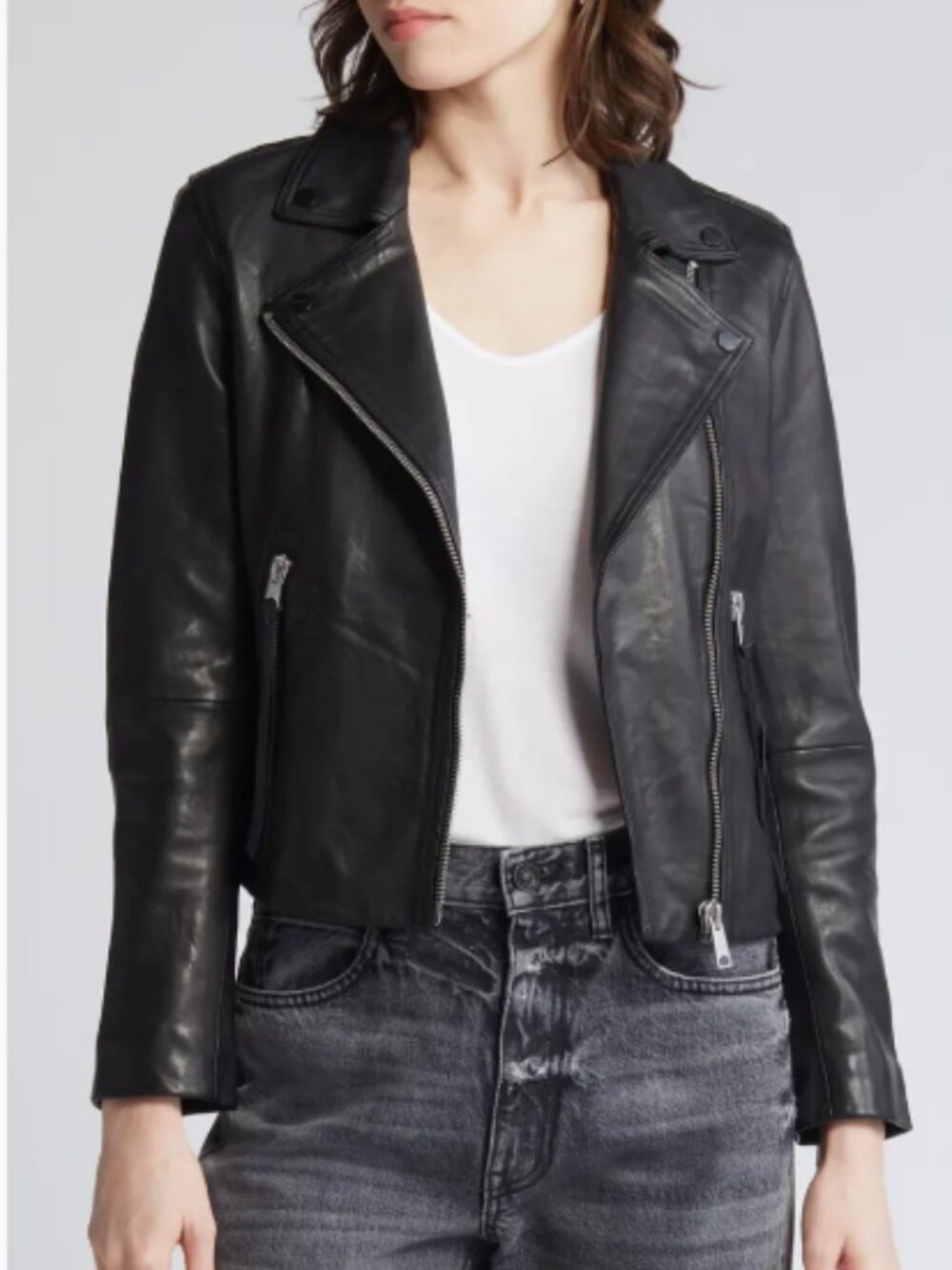 AllSaints Dalby Leather Biker Black Jacket 6
